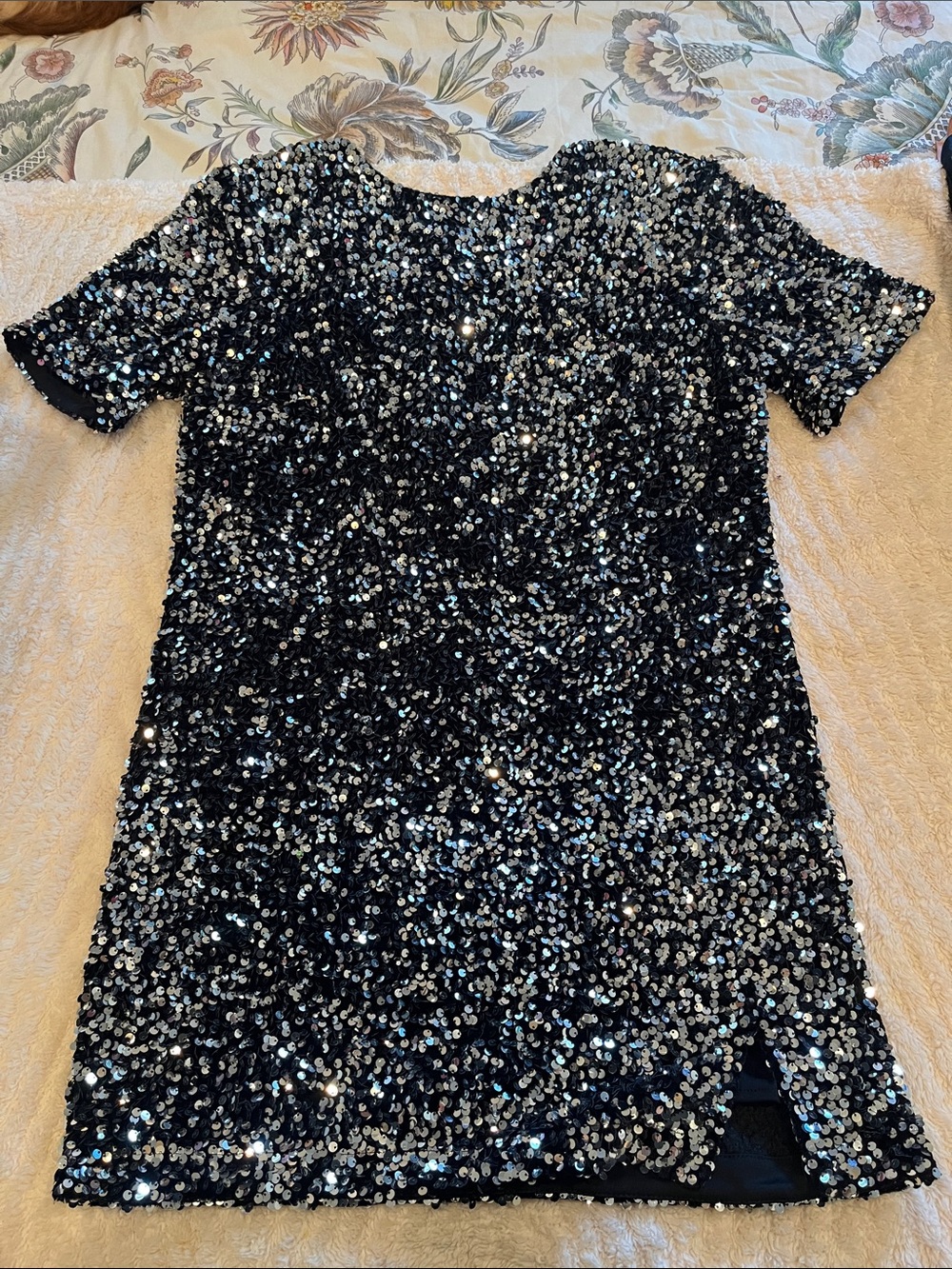 Vici Black/ Silver Sequin Short Sleeve Mini Dress